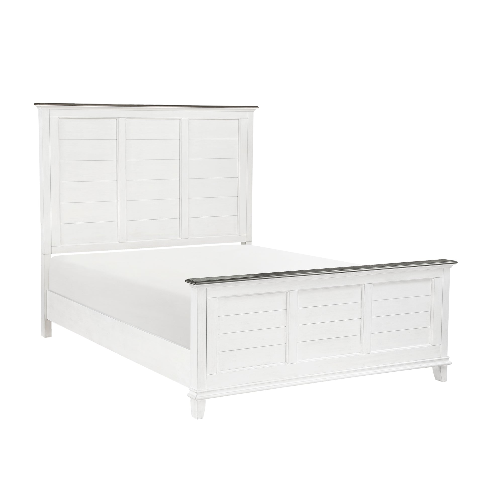 Classic Antique White Finish California King Bed Farmhouse Style 1Pc Bedroom Furniture Two Tone Finish Box Spring Required California King Antique White,Dark Brown Bedroom Classic,Farmhouse Wood