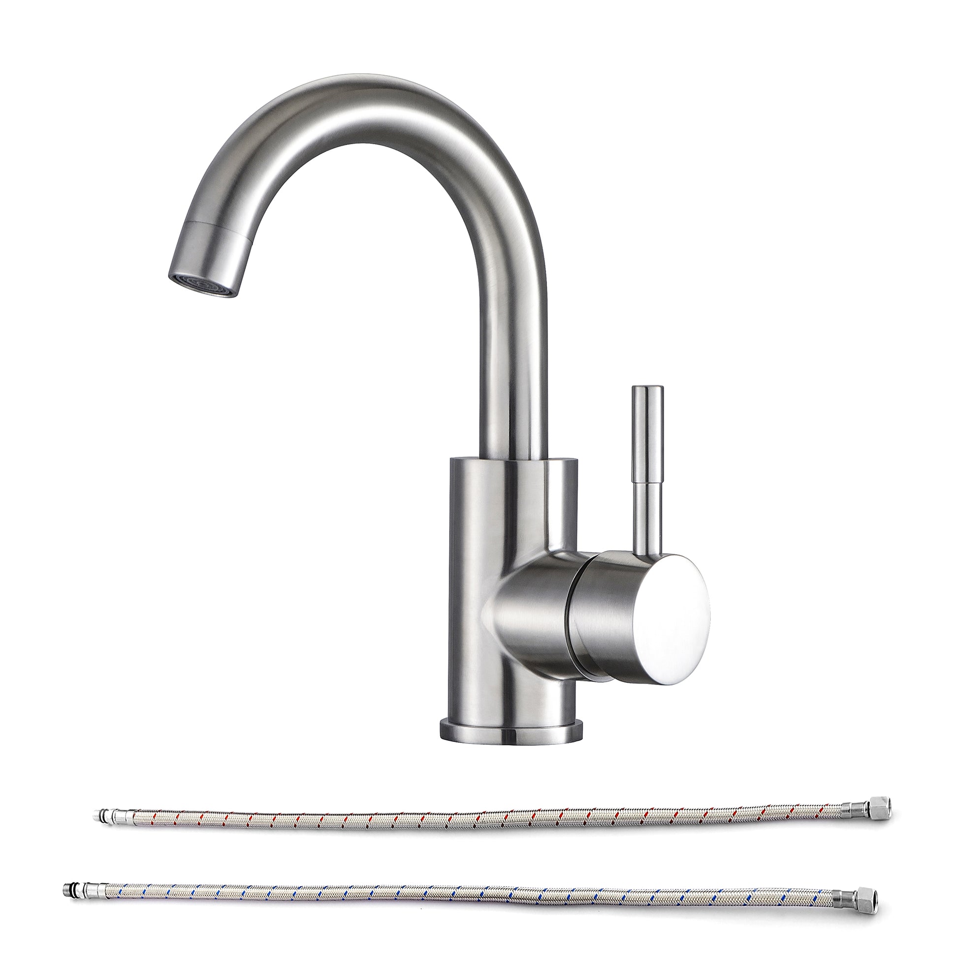 Bathroom Faucet Single Hole Single Handle, Brushed Nickel One Brushed Nickel Deck Mounted Single Hole Faucets Bathroom Nickel 1 Hole Faucets Stainless Steel