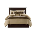 7 Pc Pieced Faux Suede Comforter Set Natural King King Natural Polyester