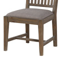 Wooden Chair With Fabric Upholstered Seat And Slat Style Back, Set Of 2, Oak Brown And Gray Grey Brown Wood Fabric