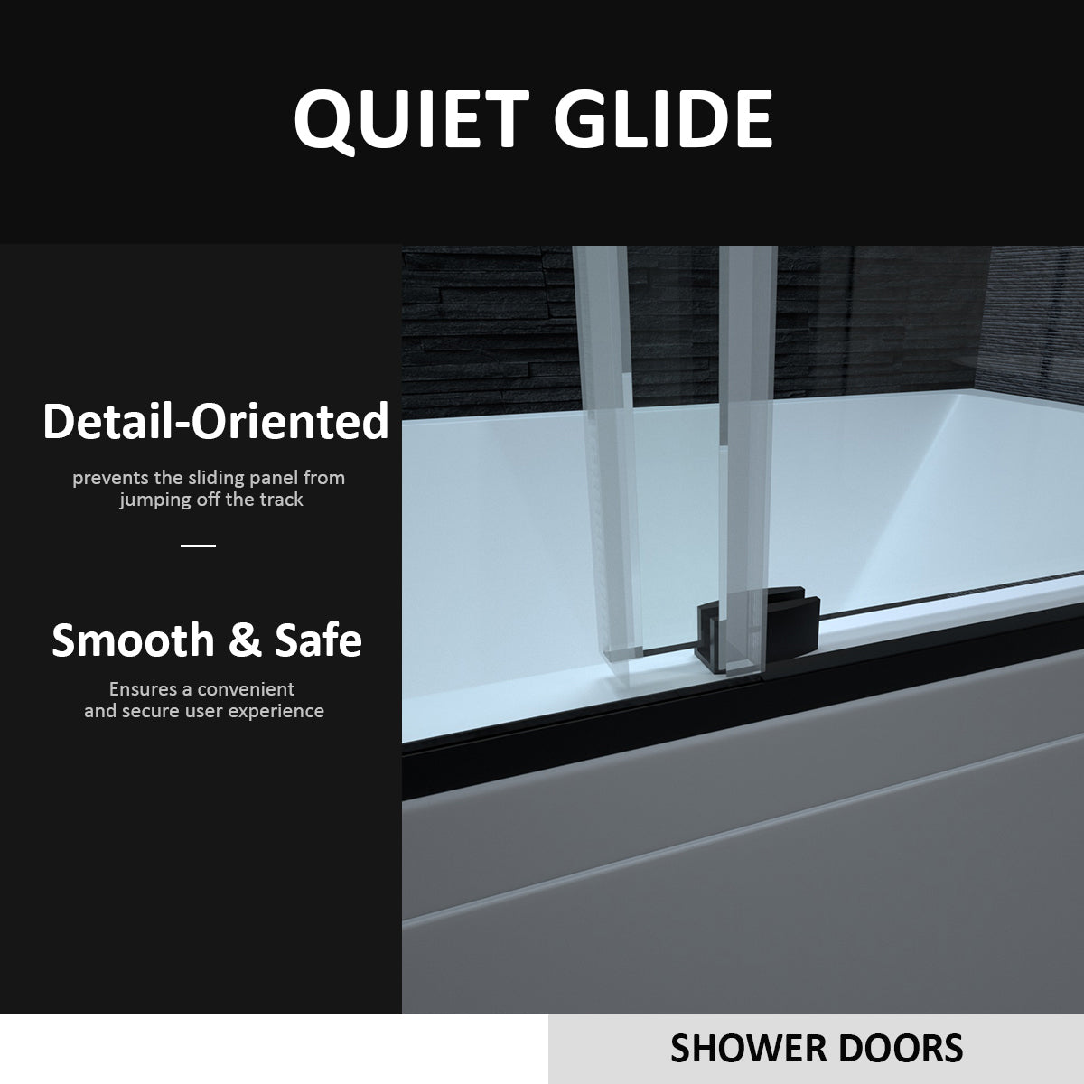 58 60" W X 60" H Frameless Sliding Bathtub Door, Tub Shower Door, Bathtub Glass Door, Bathtub Shower Door, 1 4" 6Mm Certified Clear Tempered Glass, Matte Black Matte Black Stainless Steel