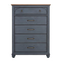 Americana Chest, No Assembly Required, Corduroy Blue Finish Blue Rubberwood Rubber Wood