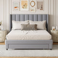 Full Size Storage Bed Velvet Upholstered Platform Bed With A Big Drawer Gray Old Sku:Wf296850Aae Full Gray Velvet