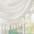 Faux Silk Waterfall Embellished Valance White 38X46