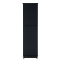 Tall Bathroom Storage Cabinet With Glass Doors, Free Standing, Two Drawers, And Adjustable Shelves, Mdf Board, Painted Black Perfect For Displaying Your Favorite Items 2 Black 2 4 Adjustable Shelves Bathroom Freestanding Partice Board Mdf Pine Wood