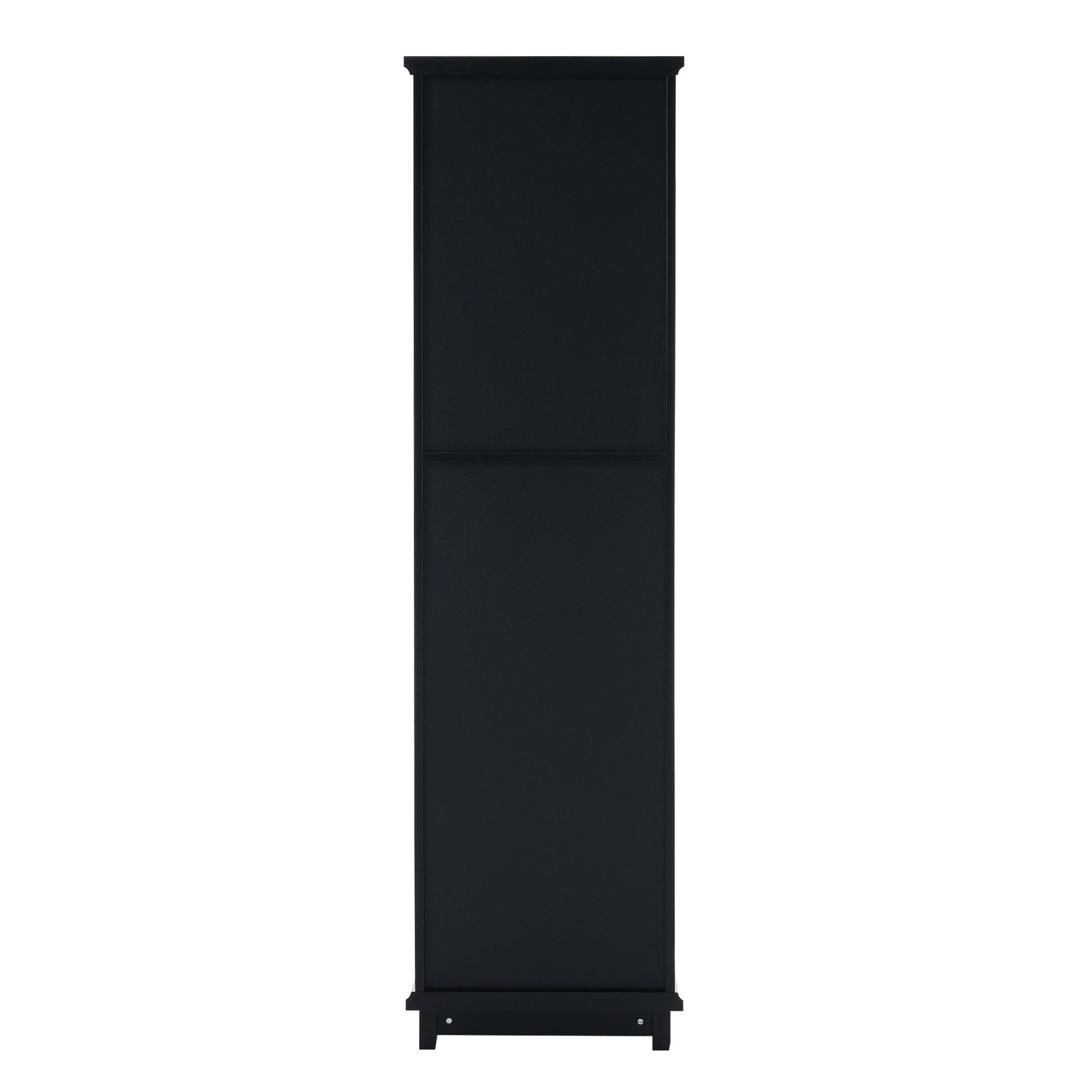 Tall Bathroom Storage Cabinet With Glass Doors, Free Standing, Two Drawers, And Adjustable Shelves, Mdf Board, Painted Black Perfect For Displaying Your Favorite Items 2 Black 2 4 Adjustable Shelves Bathroom Freestanding Partice Board Mdf Pine Wood