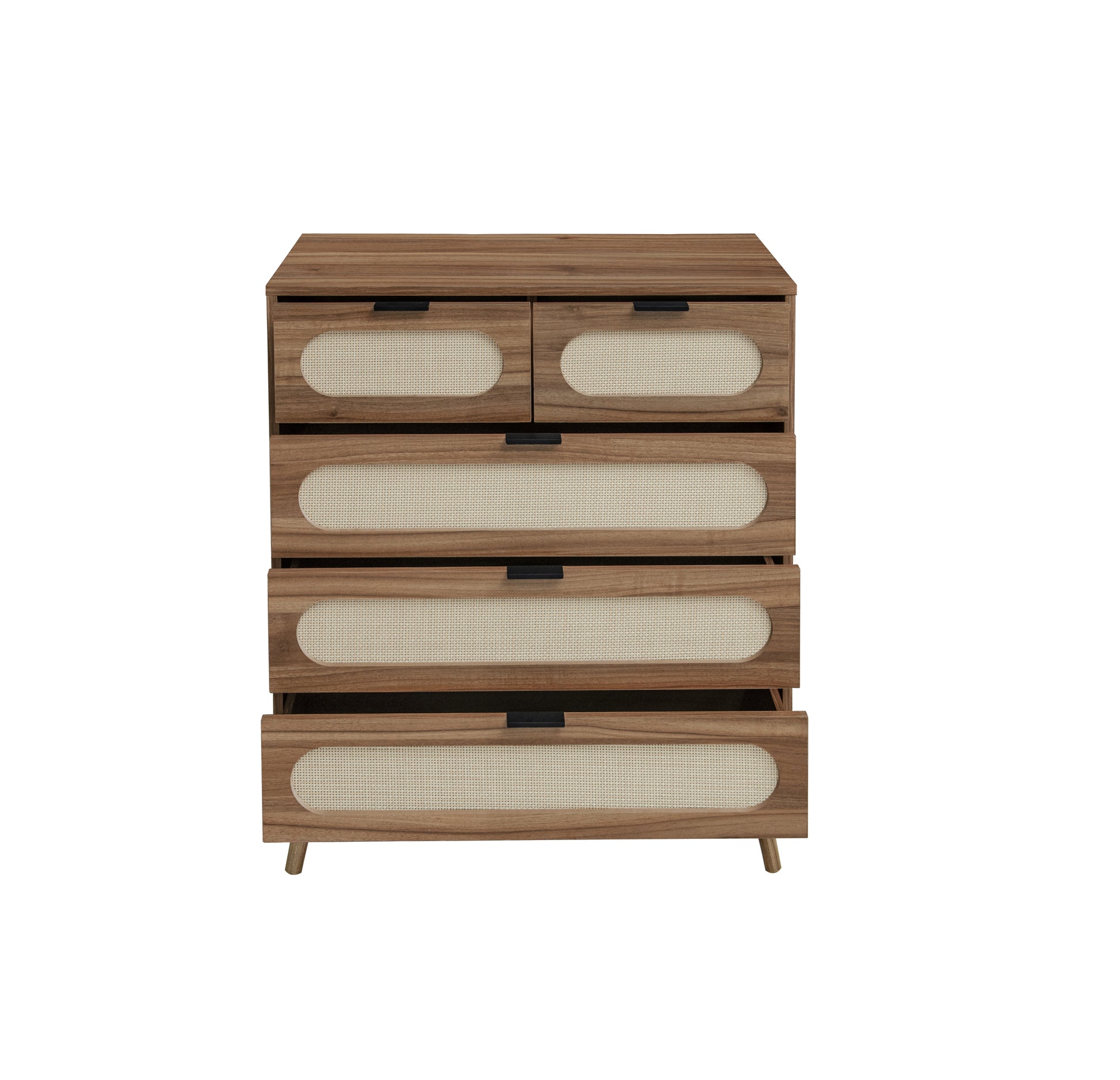 5 Drawer Cabinet, Accent Storage Cabinet, Suitable For Living Room, Bedroom, Dining Room, Study Walnut Mdf