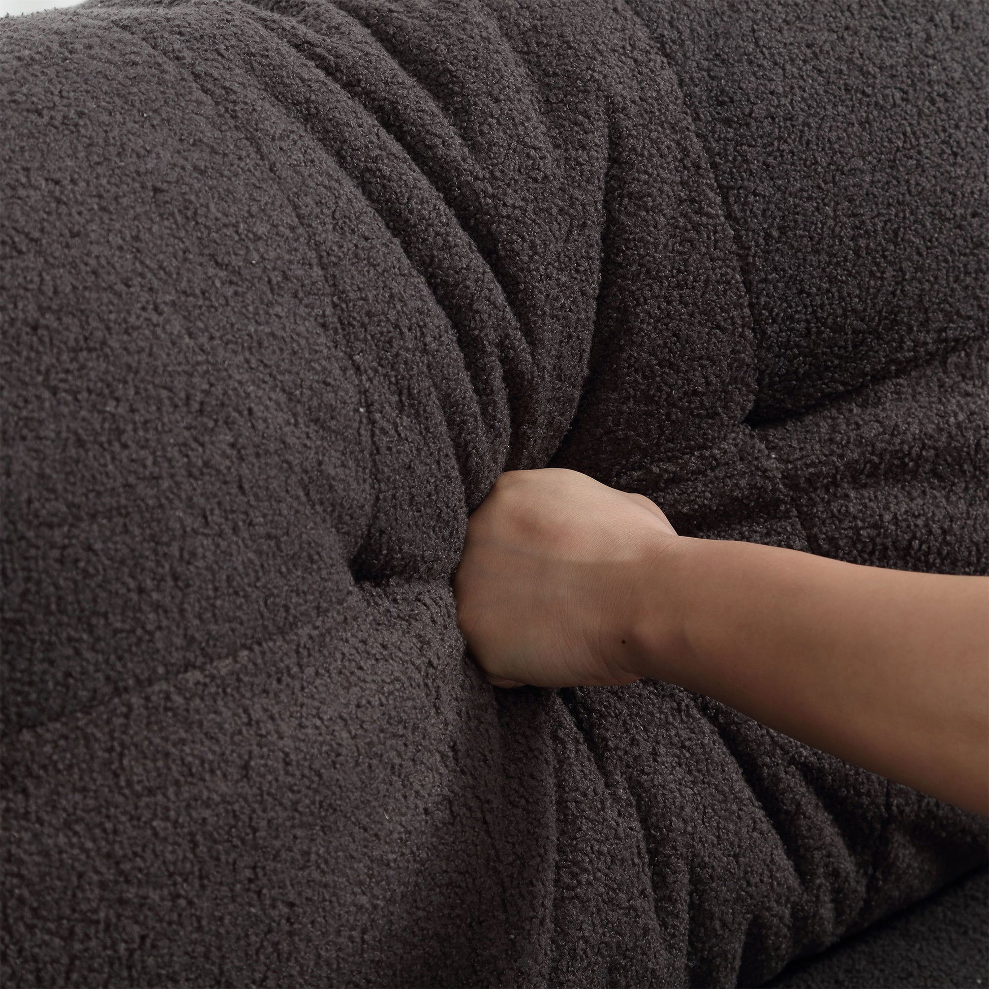 Cloud Style Sofa, Teddy Velvet Fabric, Comfy Padded Cloud Couch For Living Room, Apartment Dark Gray Light Brown Velvet Wood Primary Living Space Modern Polyester 2 Seat