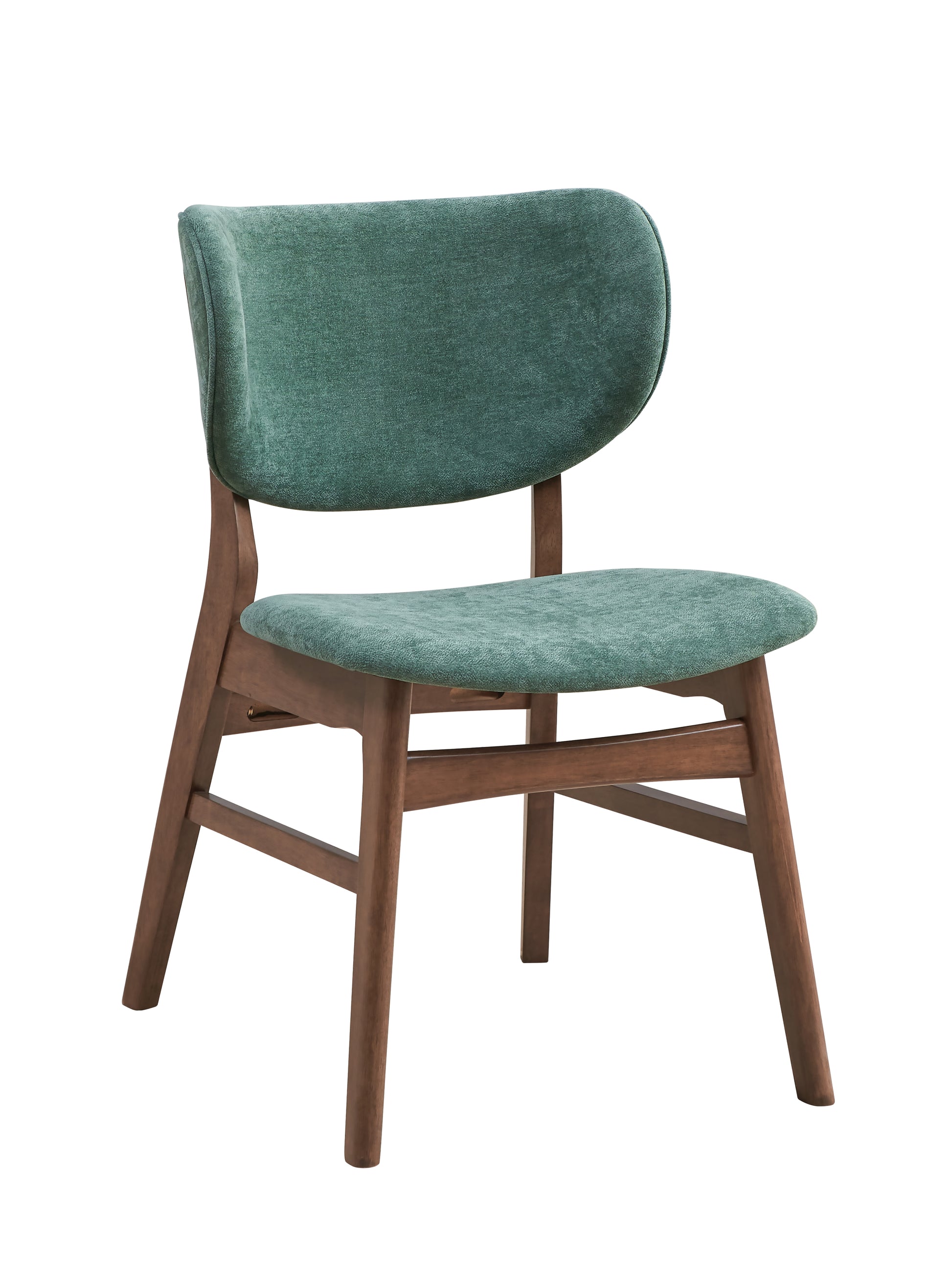 Green And Walnut Padded Side Chair Set Of 2 Solid Green Dining Room Foam Mid Century Modern Side Chair Solid Back Set Of 2 Wood Fabric