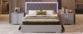 Queen Size Upholstered Bed With Led Lights,Modern Platform Bed With Velvet Headboard,Grey Queen Grey Mdf