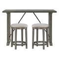 3Pc Counter Height Set Light Gray Finish Counter Height Table With 2X Stools Foam Cushioned Seats Kitchen Dining Breakfast Furniture Wood Light Gray Seats 2 Dining Room 54 Inches Rectangular Wood