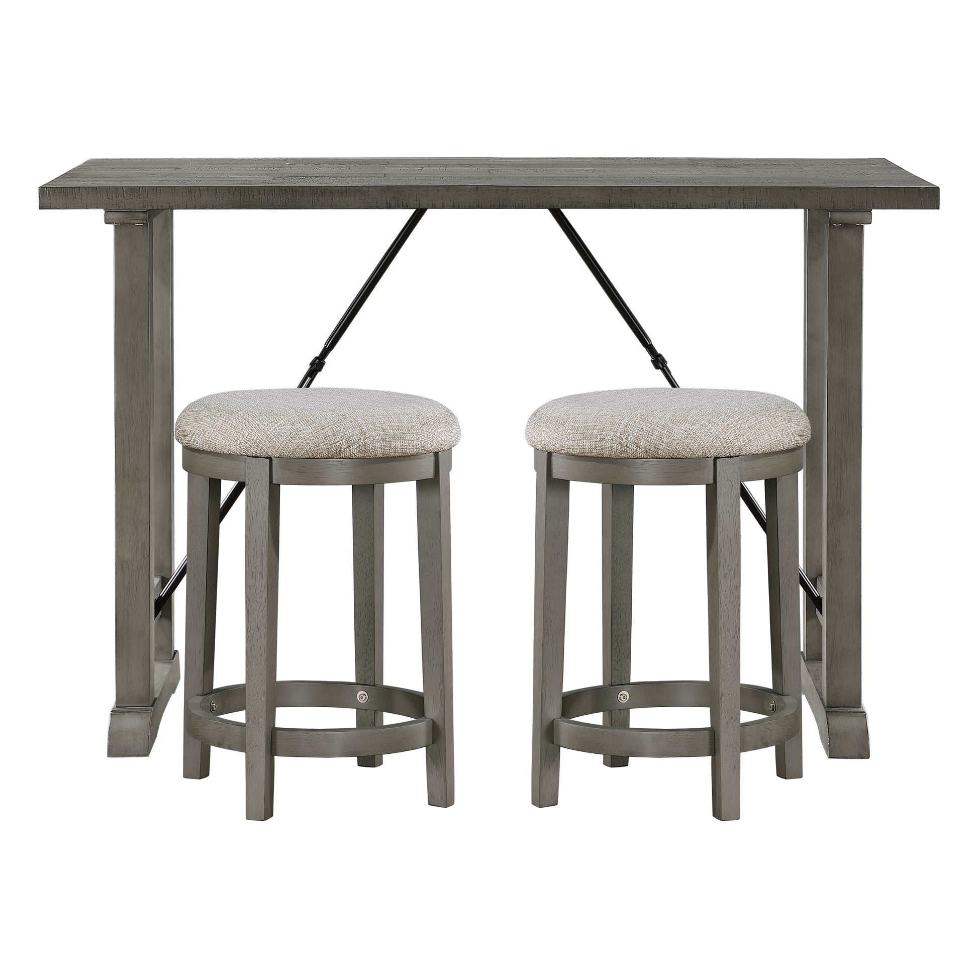 3Pc Counter Height Set Light Gray Finish Counter Height Table With 2X Stools Foam Cushioned Seats Kitchen Dining Breakfast Furniture Wood Light Gray Seats 2 Dining Room 54 Inches Rectangular Wood