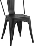 2Pc Modern Matte Black Finish Metal Dining Room Kitchen Bar Chairs Contemporary Aesthetic 18 Inch Seat Height Standard Dining Matte Black Dining Room Wipe Clean Square Contemporary,Industrial,Modern