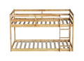 Solid Woodensolid Rubber Wooden Twin Over Twin Loft Bed With Ladder ,Upper And Bottom Bed Platforms Crafted With Strengthened Slats ,Natural Twin Natural Rubber Wood