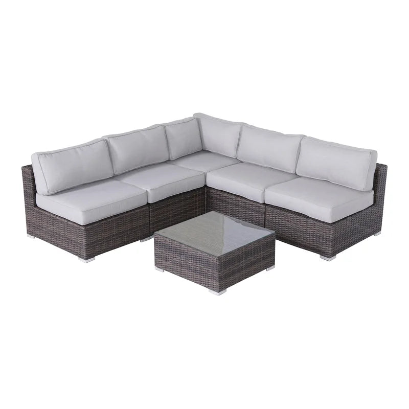 Fully Assembled Wicker 4 Person Seating Set With Cushions Brown,Gray Wicker