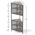 5 Tier Shelves With Metal Mesh Door, Bookcase Storage Shelf Corner Shelf For Small Space, Living Room Black Brown Metal