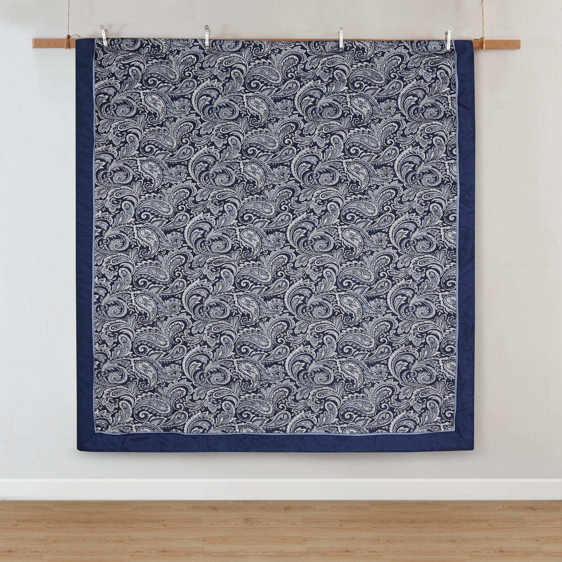 12 Piece Comforter Set With Cotton Bed Sheets Navy Queen Queen Navy Polyester