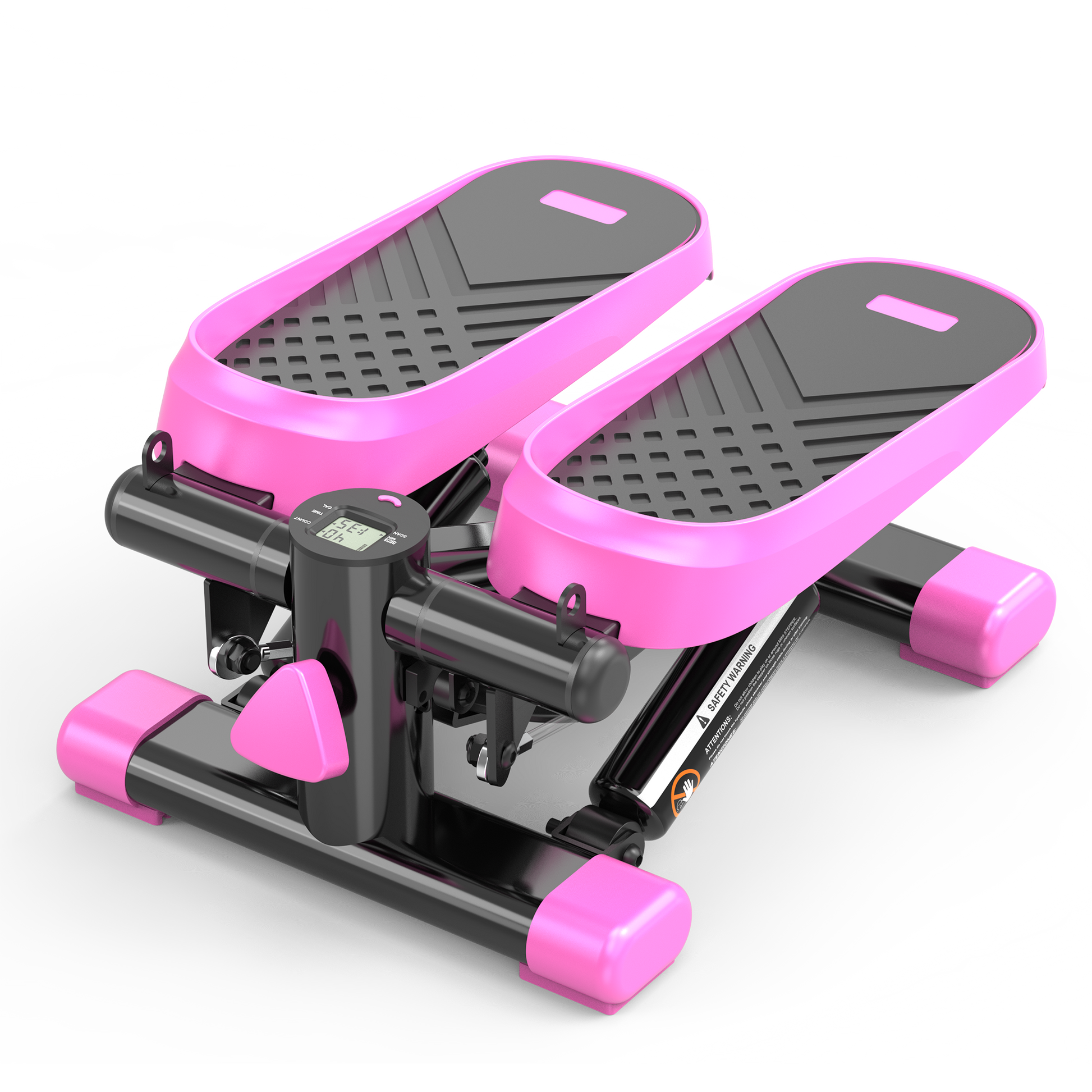 Home Office Exercise 330Lbs Capacity Mini Stepper With Resistance Bands And Lcd Monitor Pink Black Steel