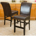 Upholstered Counter Stool With Solid Wood Frame Set Of 2 Brown Set Of 2 Leather