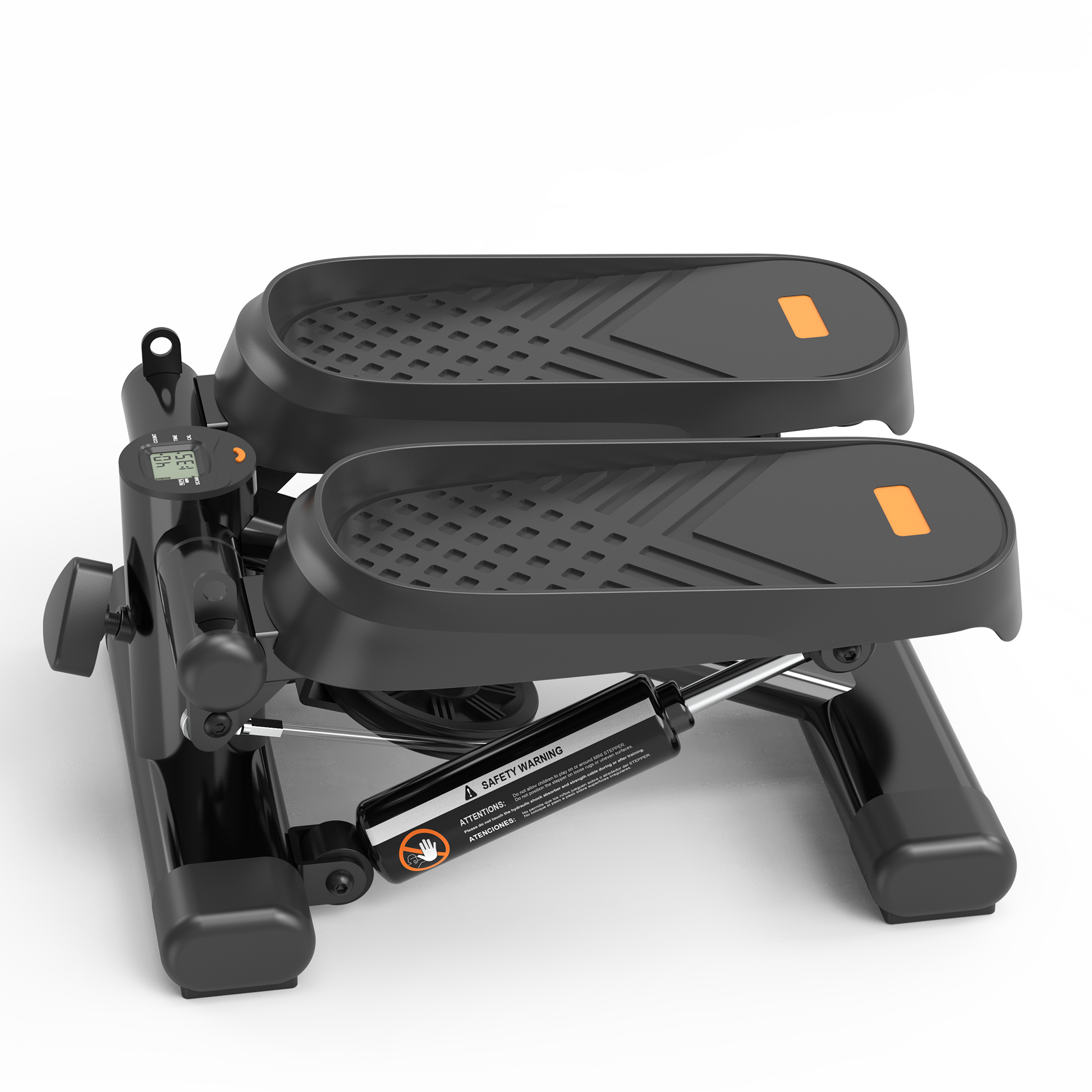 Home Office Exercise 330Lbs Capacity Mini Stepper With Resistance Bands And Lcd Monitor Black Steel