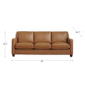 Naples Leather Sofa Cognac Down Filling Genuine Leather 3 Seat