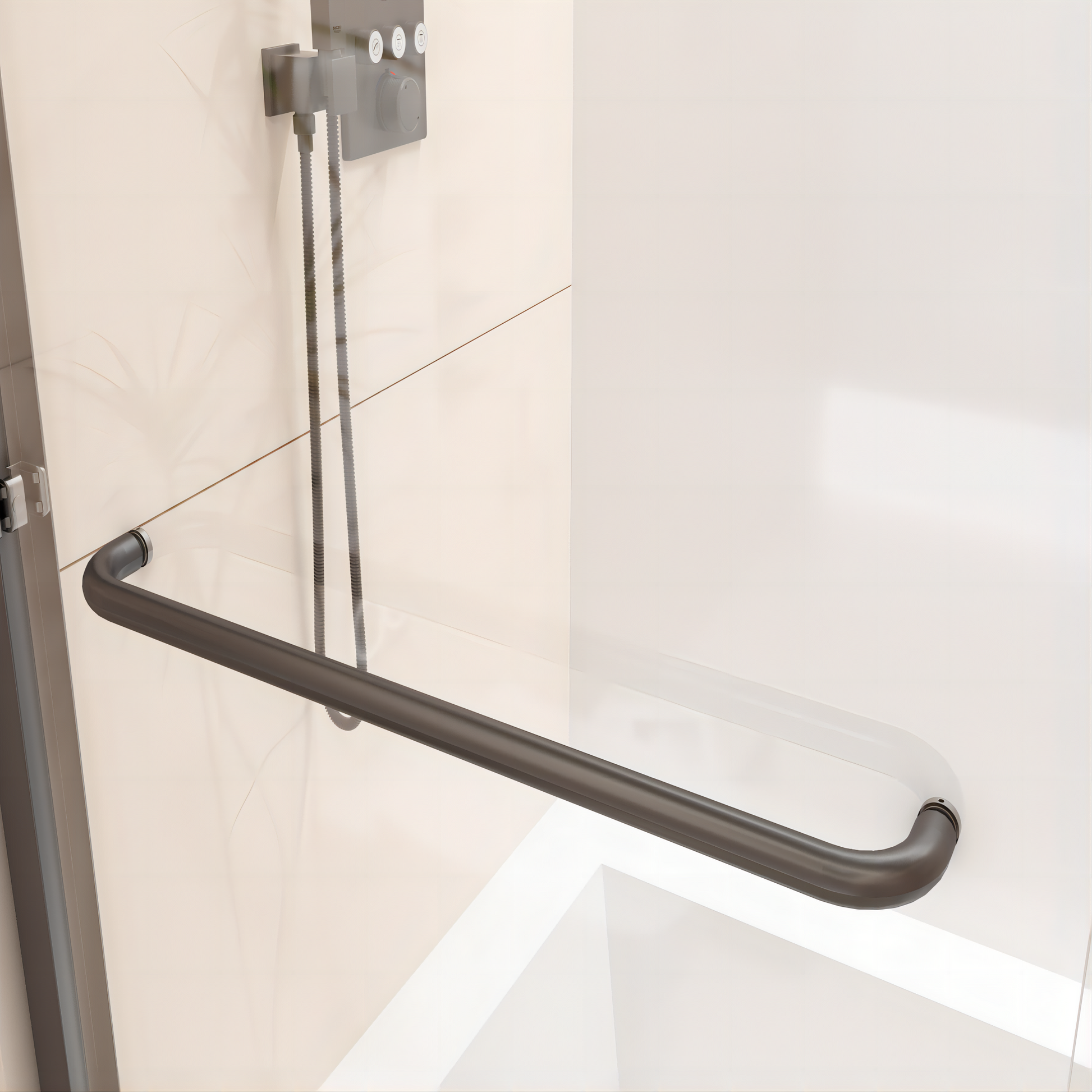 56" 60"W*58" H Semi Frameless Double Sliding Tub Door, Bypass Bathtub Shower, 1 4" 6Mm Thick Sgcc Tempered Glass Door, Matte Black Black Glass Metal