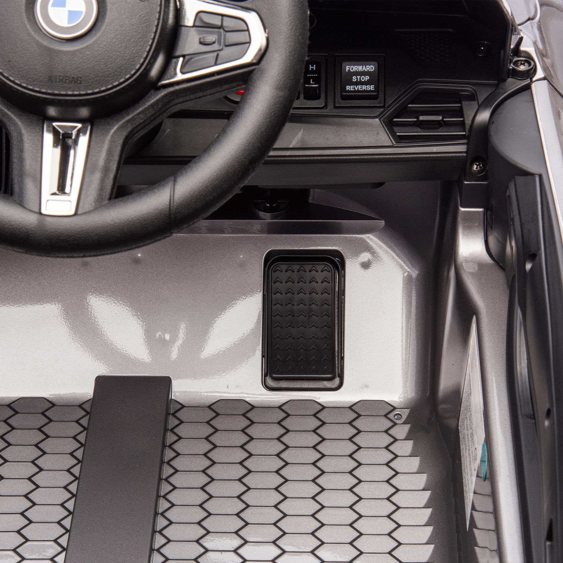 Bmw M4 12V Kids Ride On Painting Toy Car 2.4G W Parents Remote Control,Three Speed Adjustable,Power Display, Usb,Mp3 ,Bluetooth,Led Light,Story,A Handle With Wheels And A Pull, Easy To Carry Silver Polypropylene