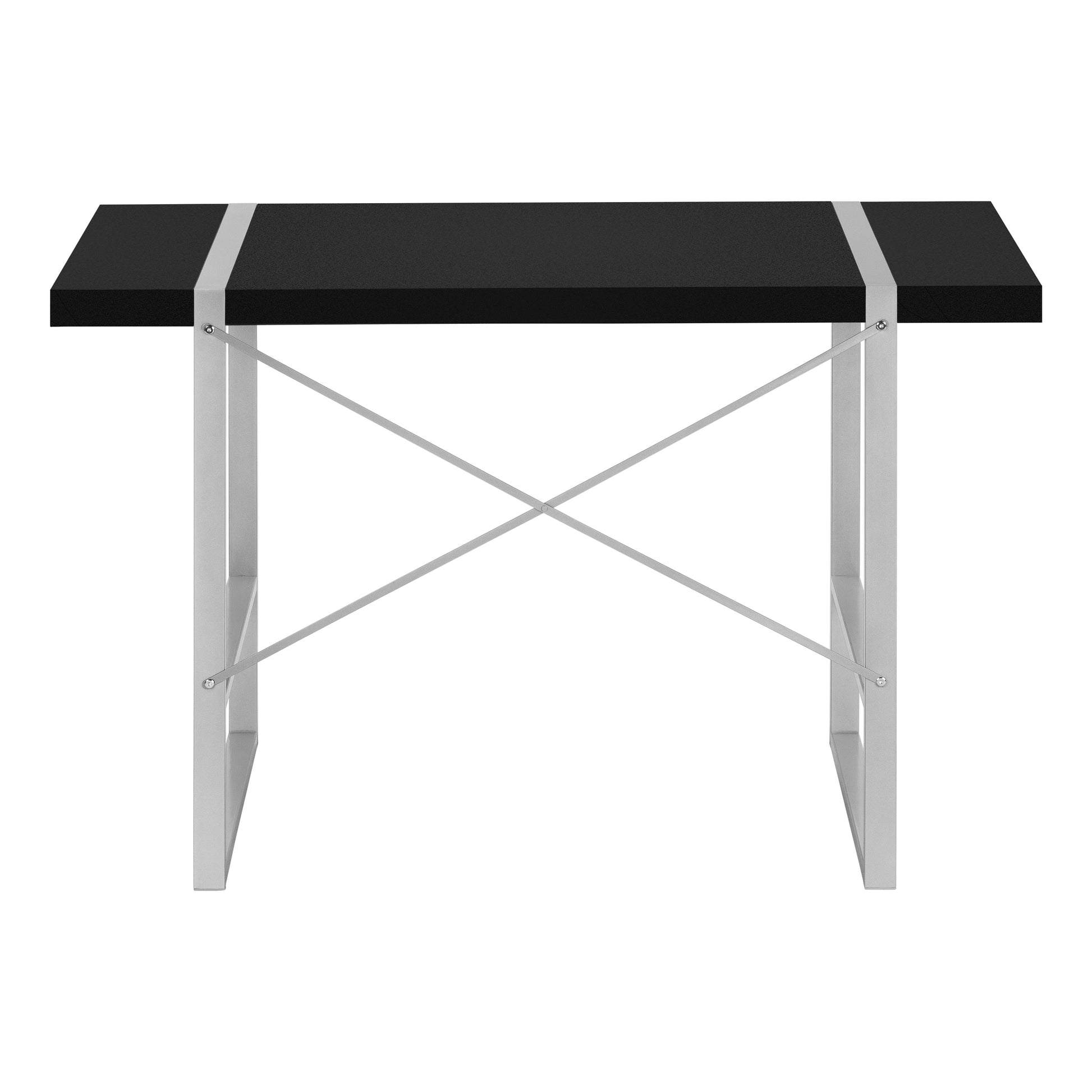 Computer Desk, Home Office, Laptop, 48"L, Work, Black Laminate, Grey Metal, Contemporary, Modern Black Particle Board