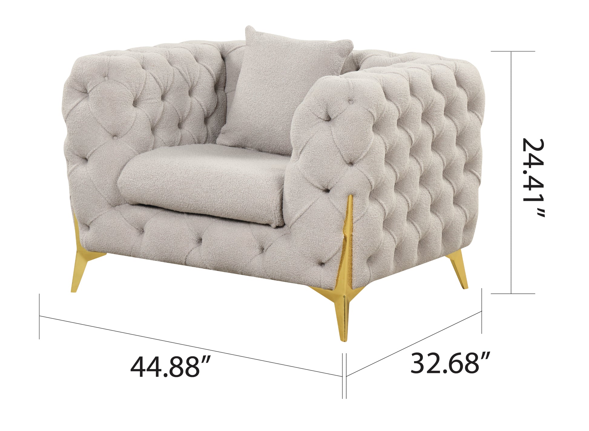 Contempo Buckle Fabric Modern Style 2Pc Sofa Chair Living Room Set Made With Wood In Light Gray Light Gray Velvet Primary Living Space Contemporary Faux Fur Wood 4 Seat