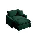 Comfortable Single Chair Deep Seat Sofa With Footstool With One Pillow, Suitable For Living Room And Bedroom, Club Multiple Occasions, Green Corduroy Fabric Green Corduroy 1 Seat