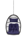 Outdoor Garden Rattan Egg Swing Chair Hanging Chair Pe Hang Chair Yes Sectional Dark Blue Water Resistant Frame Water Resistant Cushion Garden & Outdoor American Design Polypropylene Rattan