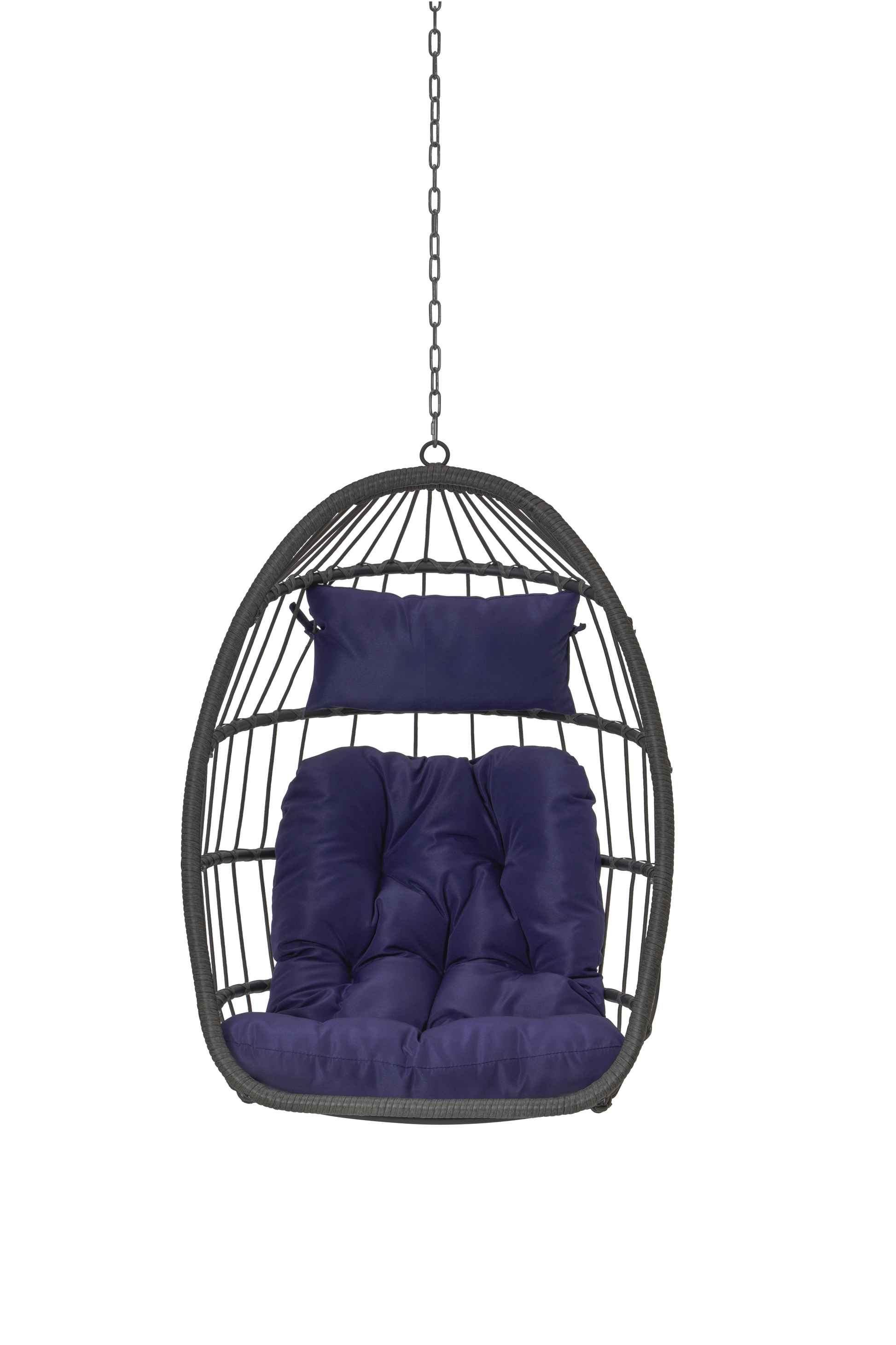 Outdoor Garden Rattan Egg Swing Chair Hanging Chair Pe Hang Chair Yes Sectional Dark Blue Water Resistant Frame Water Resistant Cushion Garden & Outdoor American Design Polypropylene Rattan