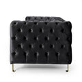 Mirod Comfy 3 Seat Sofa With Tufted Back And Arm, Modern For Living Room Black Velvet 3 Seat