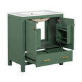 30 Inch Green Bathroom Vanity With Single Sink, Combination Under Counter Sink, Bathroom Storage Cabinet With 2 Doors And A Drawer, Soft Closure, Multifunctional Storage, Solid Wood Frame Green Bathroom Solid Wood Mdf