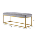 Modern Tufted Channel Entryway Bench Emerald Velvet Upholstered End Of Bed Bench With Metal Frame,Footboard Bench For Living Room, Bedroom Gray Foam Velvet