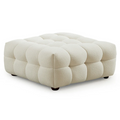 Morrison Ottoman Cream Boucle White Wood Solid White Mid Century Modern Square Foam Tufted Boucle,Solid Wood