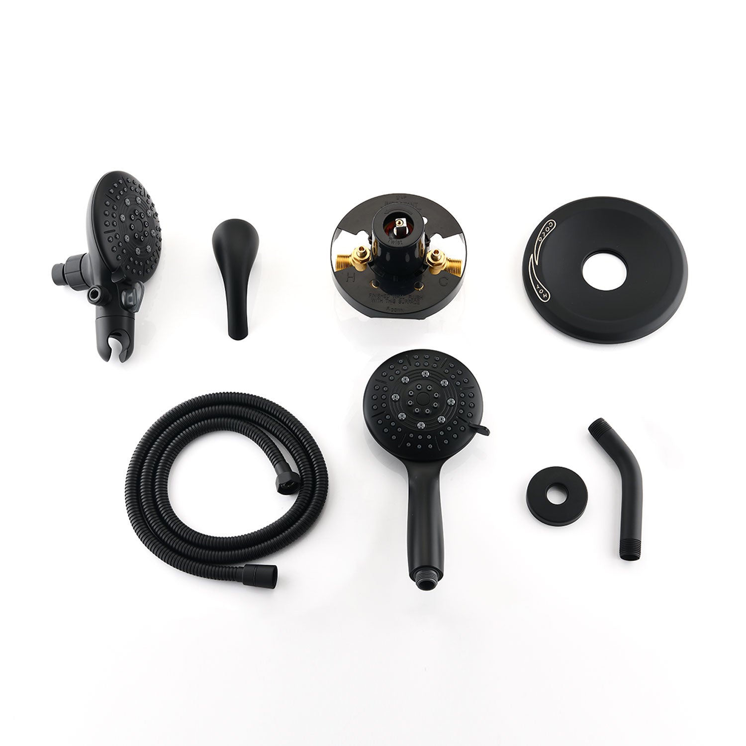 Matte Black Rain Shower System With 4.5" Head, Handheld Shower, And 6 Spray Modes Matte Black Stainless Steel