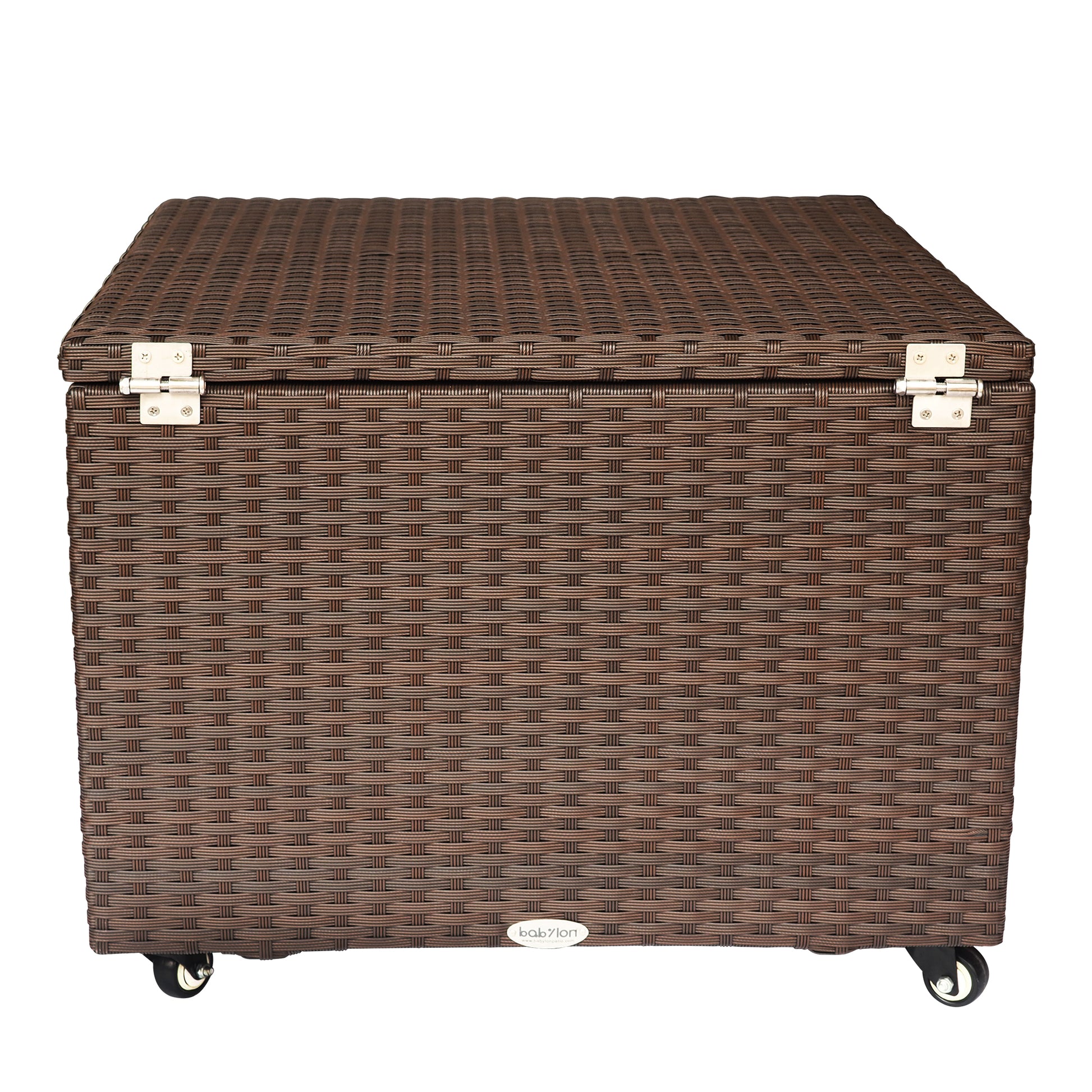 Outdoor Patio Wicker Large Storage Container Deck Box Made Of Antirust Aluminum Frames And High Quality Resin Rattan Brown Garden & Outdoor Classic Aluminium Alloy Aluminium Alloy