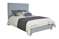 Saree Queen Bed, Light Teal Chenille & Gray Finish Bd02353Q Queen Gray Wood