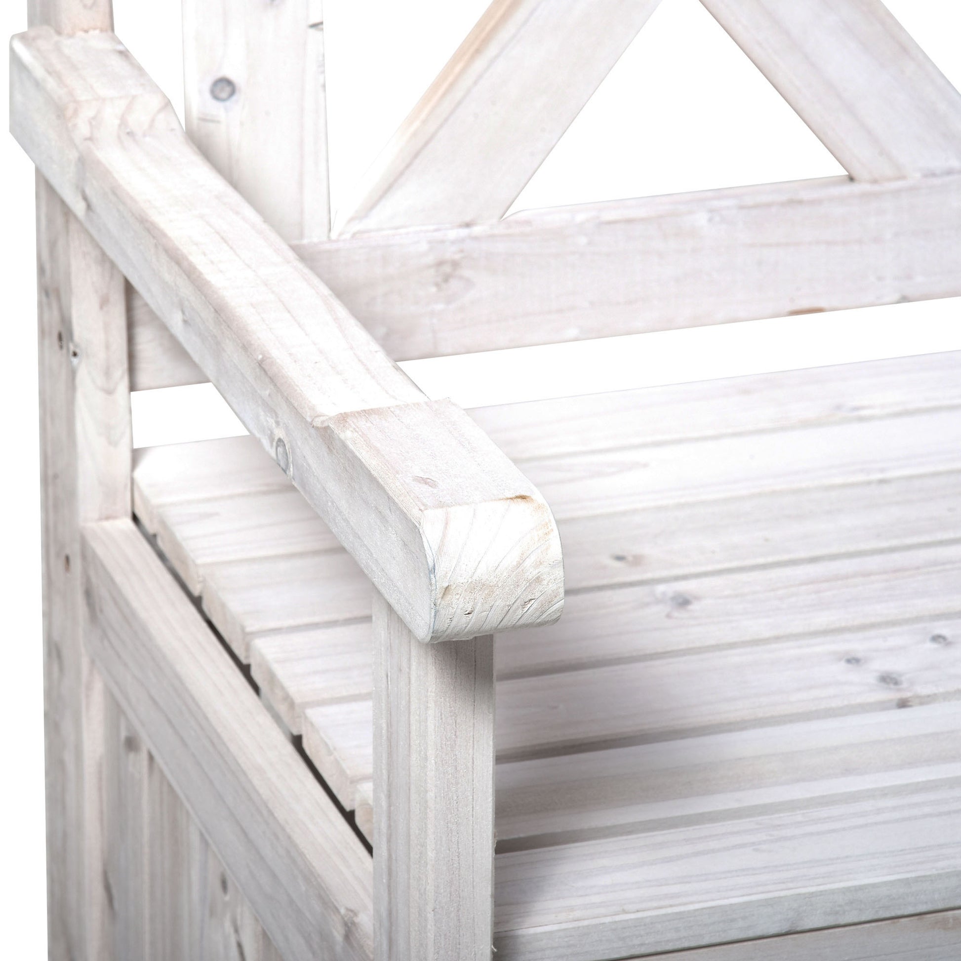 Outsunny Patio Wooden Bench With Storage Box, 29 Gallon Outdoor Storage Bench, Large Entryway Deck Box W Unique X Shape Back, For Deck, Porch & Balcony, White White Wood