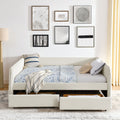 Daybed With Trundle Upholstered Tufted Sofa Bed, With Two Drawers, Queen Size, Boucle Fabric, Beige 88