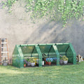 Outsunny 9' X 3' X 3' Portable Mini Greenhouse Outdoor Garden With Large Zipper Doors And Water Uv Pe Cover, Green Green Steel