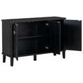 Simple And Atmospheric Solid Wood Veneer Fraxinus Mandschuric Cabinet With Three Acacia Solid Doors,Adjustable, Suitable For Study, Corridors,And Entrances. Black Mdf