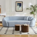 3 Seater Sofa Modern Combination Half Moon Casual Teddy Wool Sofa Curved Sofa, Blue Sky Blue Primary Living Space Medium Soft Delicate Duty Fabric 3 Seat