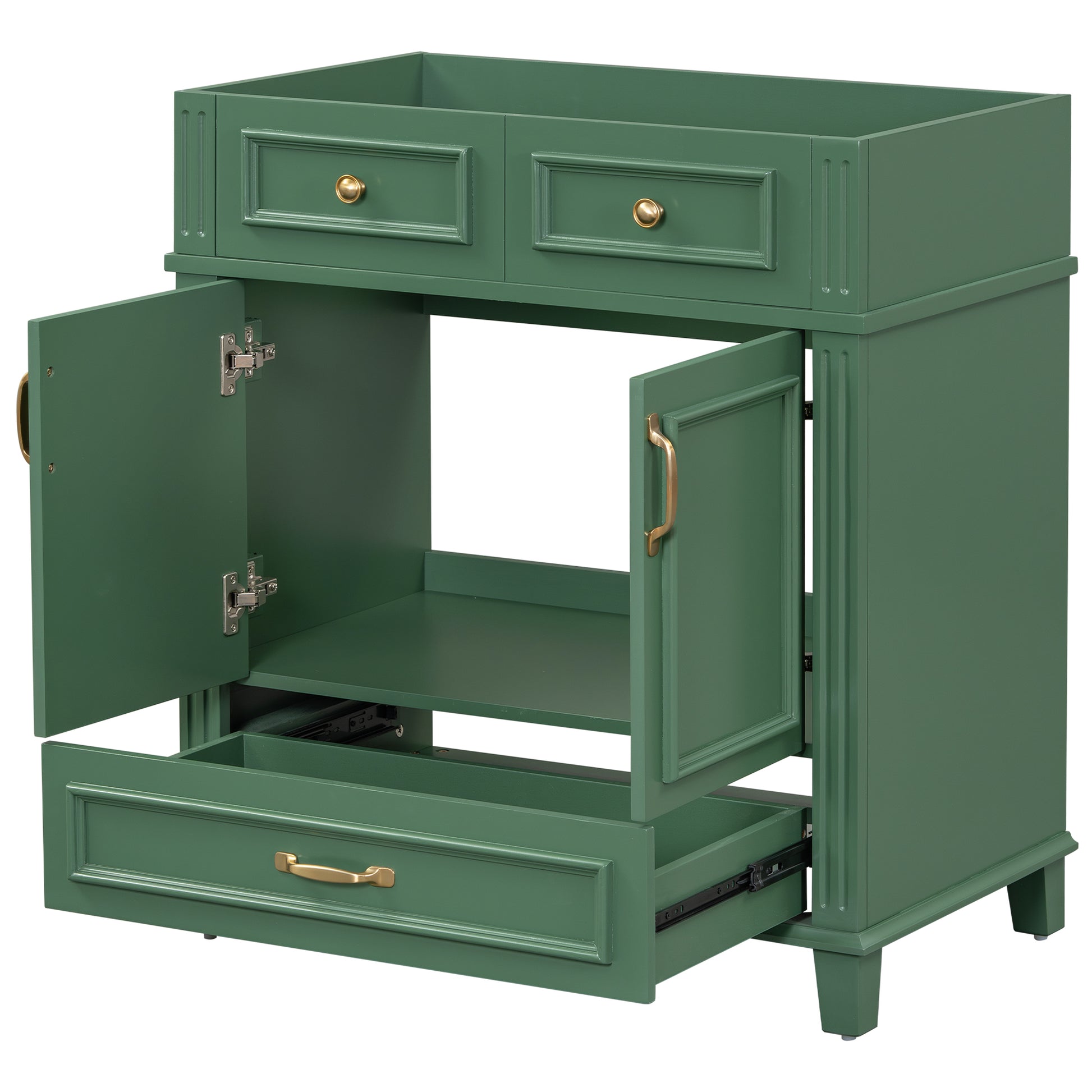 30'' Bathroom Vanity Without Top,Solid Wood Frame Bathroom Storage Cabinet With Soft Closing Doors,Frame Bathroom Storage Cabinet Only, Retro Style, Green 1 Green 2 Bathroom Freestanding Modern Solid Wood Mdf Painted