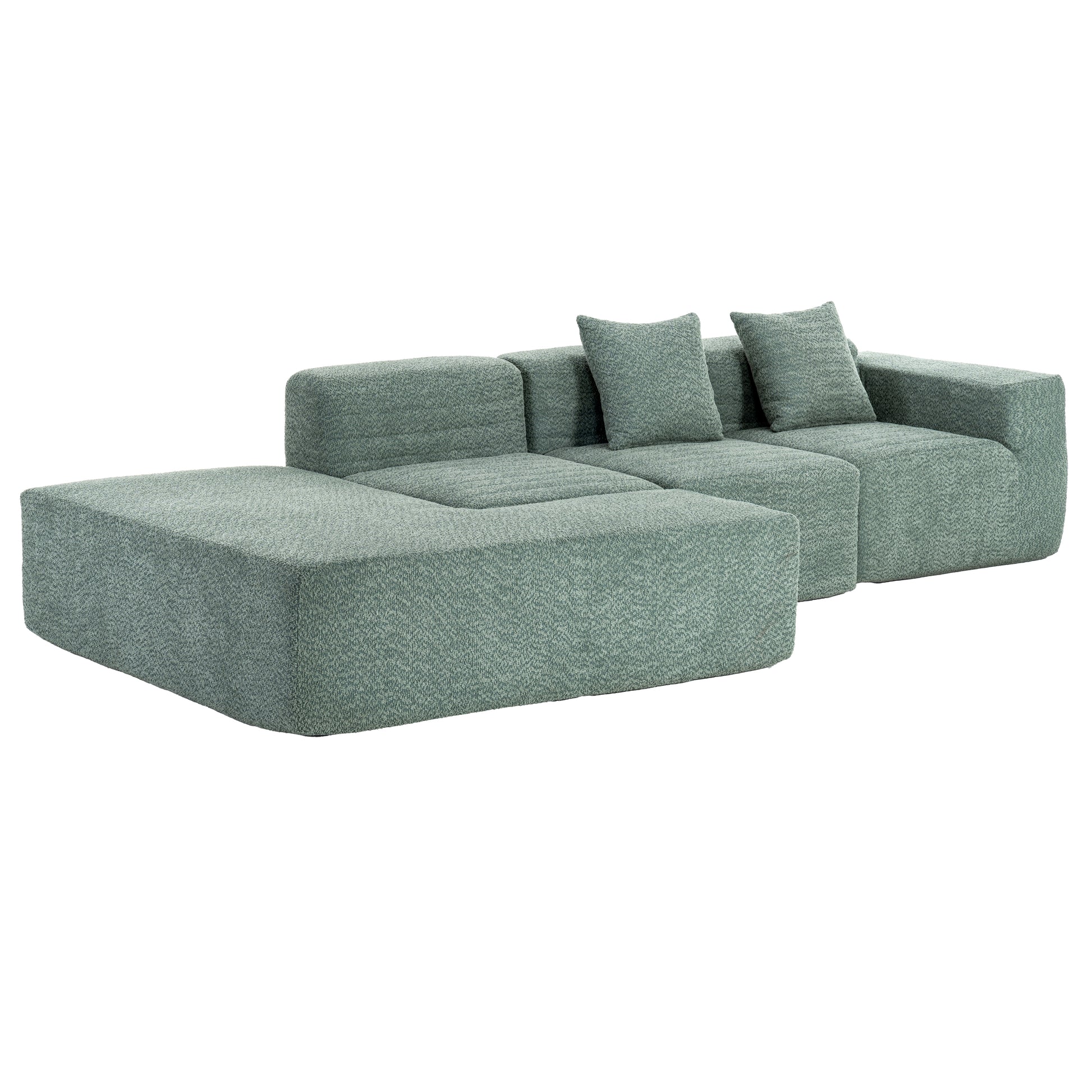 116.5" Sectional Sofa Full Compressed Sofa Couch Free Combined Sofa For Living Room, Green Green Foam Polyester 4 Seat