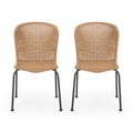Boho Chair Set Of 2 Light Brown Rattan