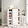 Marble White Shoe Cabient With Sliding Door Have 6 Layers Can Storage At Least30 Pairs Shoes White Particle Board