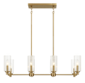 Willow Eight Lights Island With Clear Ribbed Glass Pendant Lamp Satin Brass Clear,Gold Ceiling Lights Brass,Glass