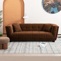 Wks13 Mid Century Modern Style: Camel Sofa Simple, Small Square Design, Velvet Fabric Texture Smooth, Retro Fashion, Solid Wood Feet, 2 People Design Camel Retro Fabric 2 Seat